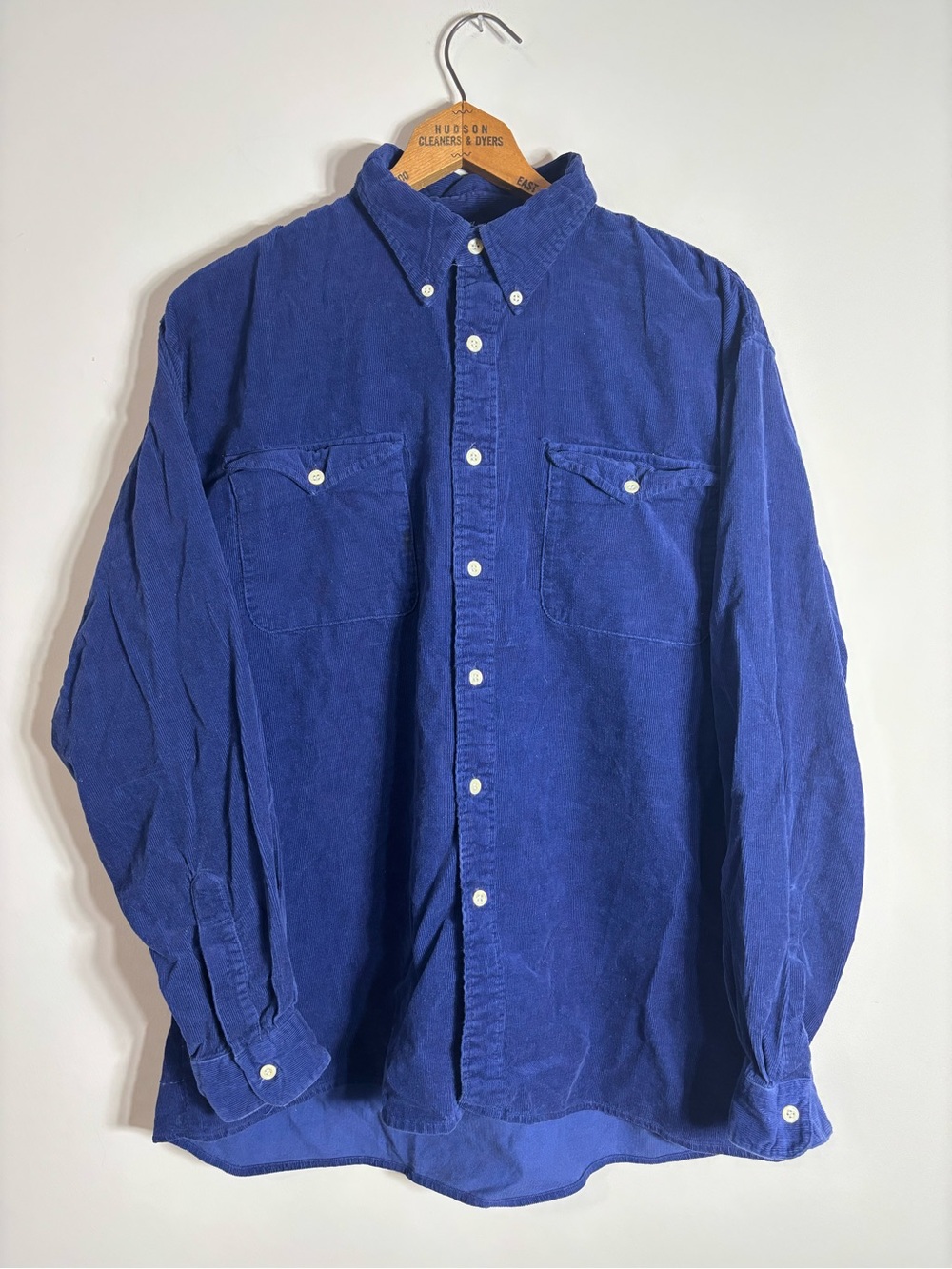 Vintage J. Crew Oarsman Corduroy Shirt Button Down Blue USA